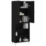 Aparador alto madera contrachapada negro 69,5x34x180 cm de , Aparadores - Ref: Foro24-3198114, Precio: 138,29 €, Descuento: %