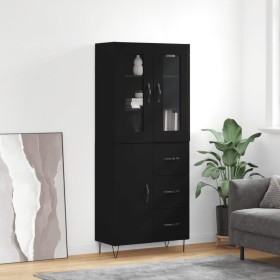 Aparador alto madera contrachapada negro 69,5x34x180 cm de , Aparadores - Ref: Foro24-3198498, Precio: 209,64 €, Descuento: %
