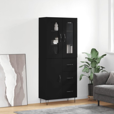 Aparador alto madera contrachapada negro 69,5x34x180 cm de , Aparadores - Ref: Foro24-3198498, Precio: 209,64 €, Descuento: %