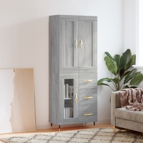 Aparador alto madera contrachapada gris sonoma 69,5x34x180 cm de , Aparadores - Ref: Foro24-3199927, Precio: 171,71 €, Descue...