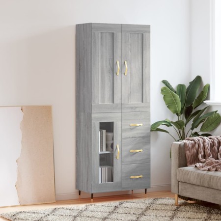 Aparador alto madera contrachapada gris sonoma 69,5x34x180 cm de , Aparadores - Ref: Foro24-3199927, Precio: 171,71 €, Descue...