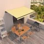 Toldo retráctil manual amarillo y blanco 400x350 cm de vidaXL, Toldos - Ref: Foro24-3069178, Precio: 336,38 €, Descuento: %