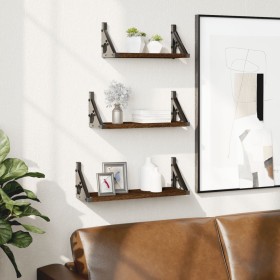 Estantes de pared 3 pzas madera de ingeniería roble marrón de , Estantes y estanterías - Ref: Foro24-836322, Precio: 23,67 €,...