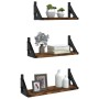 Estantes de pared 3 pzas madera de ingeniería roble ahumado de , Estantes y estanterías - Ref: Foro24-836320, Precio: 26,72 €...