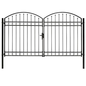 Cancela de valla doble puerta con arco acero negro 300x200 cm de , Puertas de jardín - Ref: Foro24-146341, Precio: 513,23 €, ...