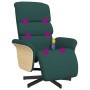 Sillón reclinable de masaje con reposapiés tela verde oscuro de , Sillones - Ref: Foro24-356617, Precio: 227,09 €, Descuento: %