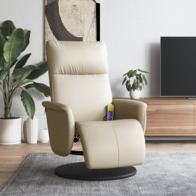 Sillón reclinable masaje con reposapiés cuero sintético crema de , Sillones - Ref: Foro24-356553, Precio: 204,08 €, Descuento: %