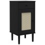 Mesita noche SENJA aspecto ratán madera pino negro 40x35x80 cm de , Mesitas de noche - Ref: Foro24-358018, Precio: 80,33 €, D...