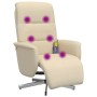 Sillón reclinable de masaje con reposapiés tela color crema de , Sillones - Ref: Foro24-356579, Precio: 235,88 €, Descuento: %