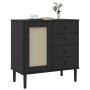 Aparador SENJA aspecto de ratán madera pino negro 80x40x80 cm de , Aparadores - Ref: Foro24-358039, Precio: 125,15 €, Descuen...