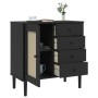 Aparador SENJA aspecto de ratán madera pino negro 80x40x80 cm de , Aparadores - Ref: Foro24-358039, Precio: 125,15 €, Descuen...