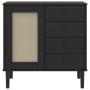 Aparador SENJA aspecto de ratán madera pino negro 80x40x80 cm de , Aparadores - Ref: Foro24-358039, Precio: 125,15 €, Descuen...