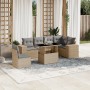 Set sofás de jardín 7 piezas y cojines ratán sintético beige en Conjuntos de jardín | Comprar online en Foru.es