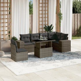 Set de sofás de jardín 7 pzas con cojines ratán sintético gris en Conjuntos de jardín | Comprar online en Foru.es