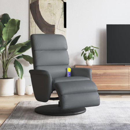 Sillón reclinable de masaje con reposapiés cuero sintético gris de , Sillones - Ref: Foro24-356727, Precio: 232,13 €, Descuen...