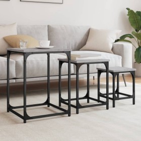 Mesas de centro apilables 3 pzas madera ingeniería gris Sonoma de , Mesas de centro - Ref: Foro24-838926, Precio: 54,32 €, De...