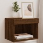 Mesita de noche de pared con luces LED roble marrón de , Muebles TV - Ref: Foro24-837125, Precio: 40,45 €, Descuento: %