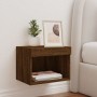 Mesita de noche de pared con luces LED roble marrón de , Muebles TV - Ref: Foro24-837125, Precio: 40,45 €, Descuento: %