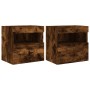 Muebles TV de pared luces LED 2 uds roble ahumado 40x30x40 cm de , Muebles TV - Ref: Foro24-837178, Precio: 63,13 €, Descuent...