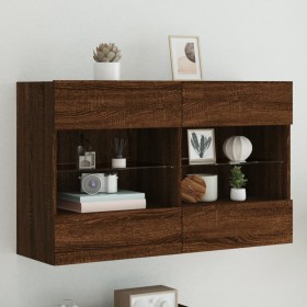 Mueble TV de pared con luces LED roble marrón 98,5x30x60,5 cm de , Muebles TV - Ref: Foro24-837112, Precio: 93,01 €, Descuent...