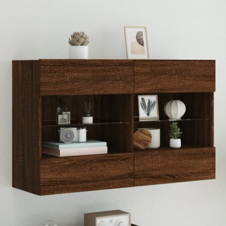 Mueble TV de pared con luces LED roble marrón 98,5x30x60,5 cm de , Muebles TV - Ref: Foro24-837112, Precio: 93,01 €, Descuent...