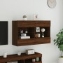Mueble TV de pared con luces LED roble marrón 98,5x30x60,5 cm de , Muebles TV - Ref: Foro24-837112, Precio: 93,01 €, Descuent...