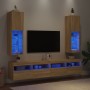 Muebles de TV con luces LED 2 uds roble Sonoma 30,5x30x102 cm de , Muebles TV - Ref: Foro24-837020, Precio: 105,20 €, Descuen...