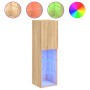 Muebles de TV con luces LED 2 uds roble Sonoma 30,5x30x102 cm de , Muebles TV - Ref: Foro24-837020, Precio: 105,20 €, Descuen...