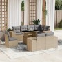 Set de sofás de jardín 9 pzas con cojines ratán sintético beige en Conjuntos de jardín | Comprar online en Foru.es