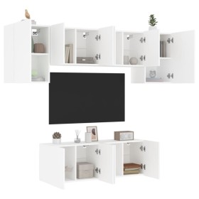 Muebles de TV de pared 6 piezas madera de ingeniería blanco de , Muebles TV - Ref: Foro24-3216439, Precio: 219,17 €, Descuent...