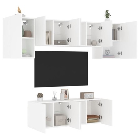 Muebles de TV de pared 6 piezas madera de ingeniería blanco de , Muebles TV - Ref: Foro24-3216439, Precio: 219,17 €, Descuent...