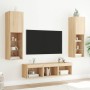 Muebles TV pared con LED 5 pzas madera ingeniería roble Sonoma de , Muebles TV - Ref: Foro24-3216606, Precio: 159,68 €, Descu...