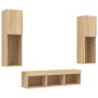 Muebles TV pared con LED 5 pzas madera ingeniería roble Sonoma de , Muebles TV - Ref: Foro24-3216606, Precio: 159,68 €, Descu...