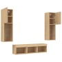 Muebles TV pared con LED 5 pzas madera ingeniería roble Sonoma de , Muebles TV - Ref: Foro24-3216606, Precio: 159,68 €, Descu...