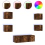 Muebles de TV de pared con luces LED 5 piezas roble ahumado de , Muebles TV - Ref: Foro24-3216864, Precio: 163,05 €, Descuent...