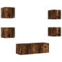 Muebles de TV de pared con luces LED 5 piezas roble ahumado de , Muebles TV - Ref: Foro24-3216864, Precio: 163,05 €, Descuent...