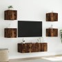 Muebles de TV de pared con luces LED 5 piezas roble ahumado de , Muebles TV - Ref: Foro24-3216864, Precio: 163,05 €, Descuent...