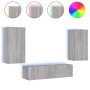 Muebles TV pared con LED 4 pzas madera ingeniería gris Sonoma de , Muebles TV - Ref: Foro24-3216851, Precio: 201,39 €, Descue...