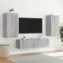 Muebles TV pared con LED 4 pzas madera ingeniería gris Sonoma de , Muebles TV - Ref: Foro24-3216851, Precio: 201,39 €, Descue...
