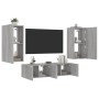 Muebles TV pared con LED 4 pzas madera ingeniería gris Sonoma de , Muebles TV - Ref: Foro24-3216851, Precio: 201,39 €, Descue...