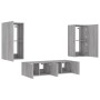 Muebles TV pared con LED 4 pzas madera ingeniería gris Sonoma de , Muebles TV - Ref: Foro24-3216851, Precio: 201,39 €, Descue...