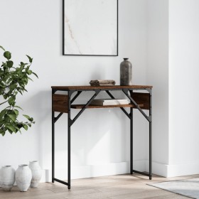 Mesa consola estante madera ingeniería marrón roble 75x30x75 cm de , Mesas auxiliares - Ref: Foro24-837801, Precio: 37,61 €, ...