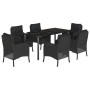 Set de comedor de jardín 7 pzas y cojines ratán sintético negro de , Conjuntos de jardín - Ref: Foro24-3211931, Precio: 721,1...