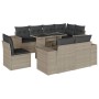 Set muebles jardín 9 pzas y cojines ratán sintético gris claro en Conjuntos de jardín | Comprar online en Foru.es