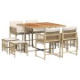 Set comedor de jardín 9 pzas con cojines ratán sintético beige de , Conjuntos de jardín - Ref: Foro24-3211504, Precio: 431,84...