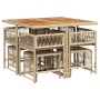 Set comedor de jardín 9 pzas con cojines ratán sintético beige de , Conjuntos de jardín - Ref: Foro24-3211504, Precio: 431,84...