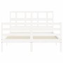 Estructura de cama con cabecero madera maciza blanco 140x190 cm de vidaXL, Camas y somieres - Ref: Foro24-3194812, Precio: 13...