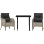 Set comedor de jardín 3 pzas cojines ratán sintético gris claro de , Conjuntos de jardín - Ref: Foro24-3211990, Precio: 311,5...