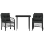 Mesita y sillas con cojines 3 piezas ratán sintético negro de , Conjuntos de jardín - Ref: Foro24-3212096, Precio: 273,35 €, ...