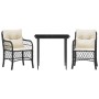 Mesita y sillas con cojines 3 piezas ratán sintético negro de , Conjuntos de jardín - Ref: Foro24-3212082, Precio: 282,85 €, ...